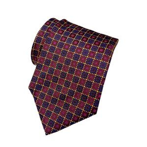 Etro‎ Burgundy and Gold Geometric Patterned Silk Tie